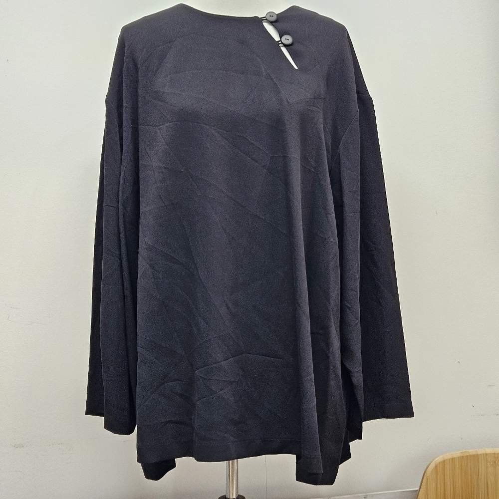 Hino & Malee III Plus Size Large Tunic Top Black Career Luxury Minimalist Preppy